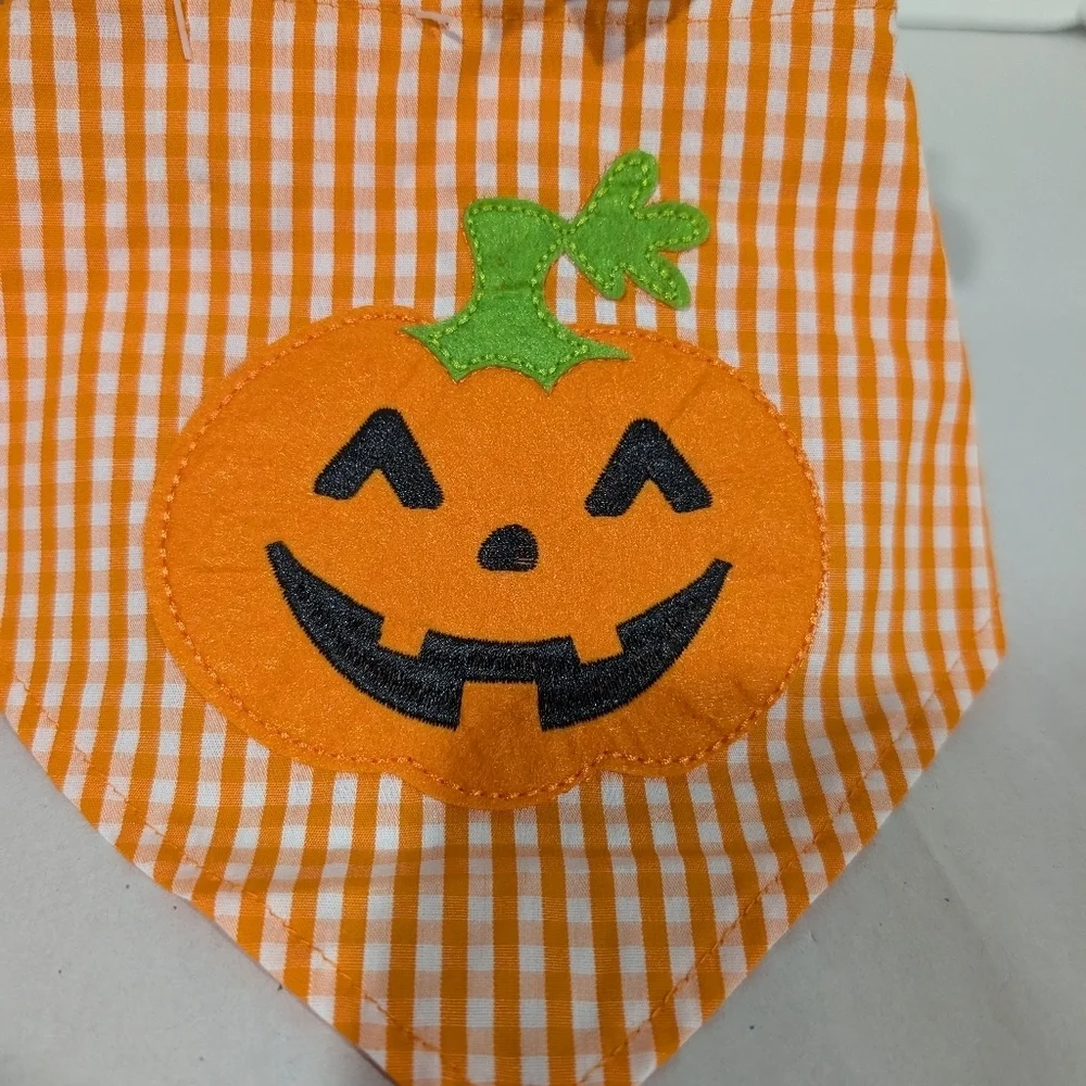 NWT Simply Dog Halloween Collar & Bandana Set - Orange and Black